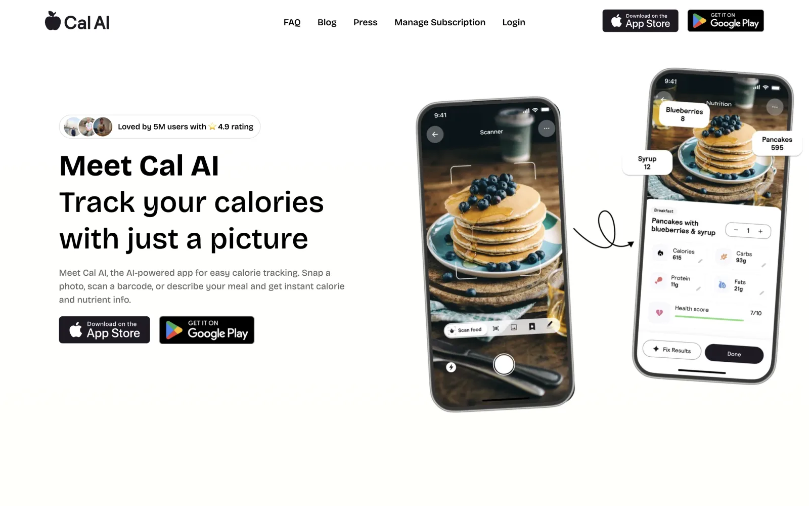 Cal AI 首页